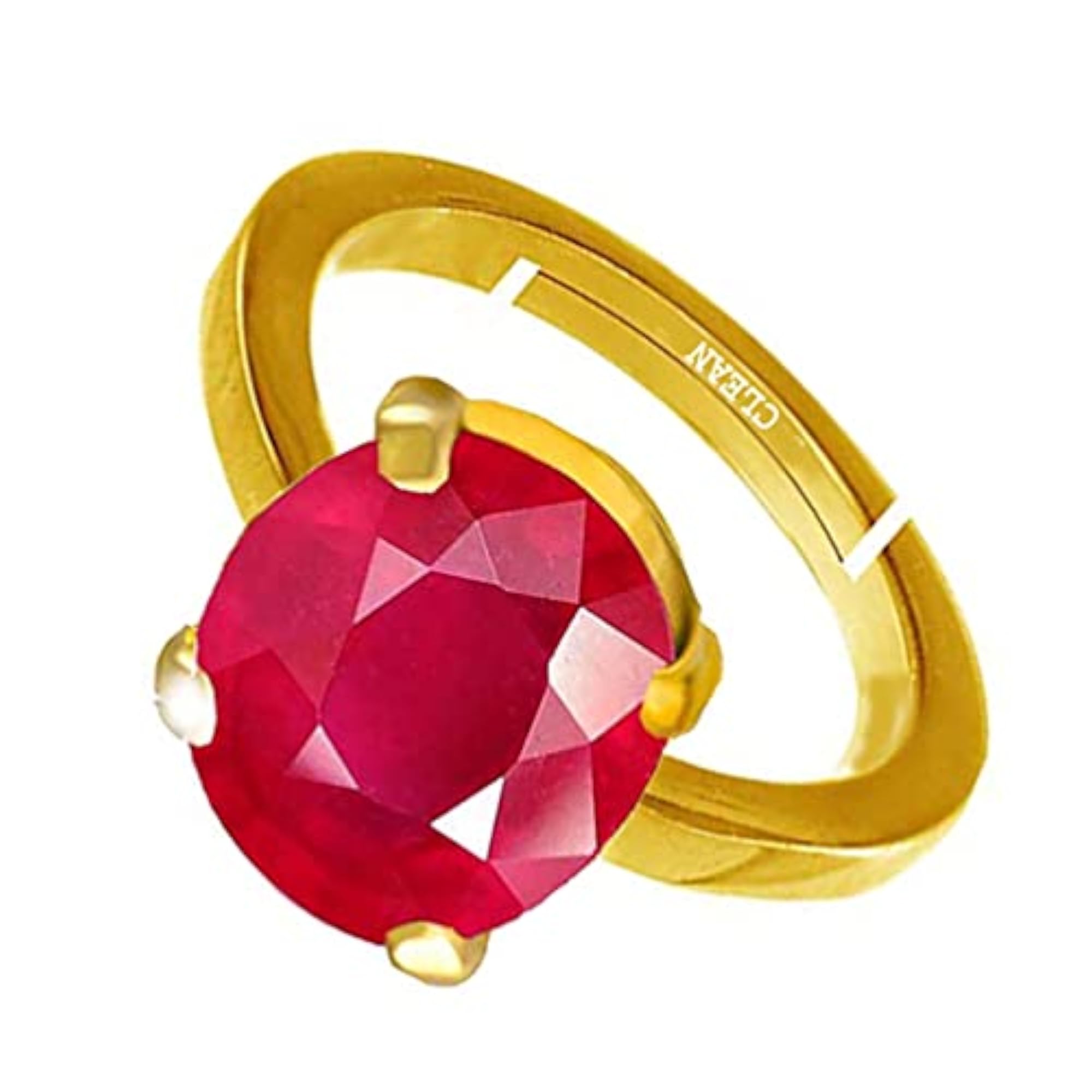 Unisex Ruby Manik Adjustable Ring, 5.25 Ratti Gold Plated